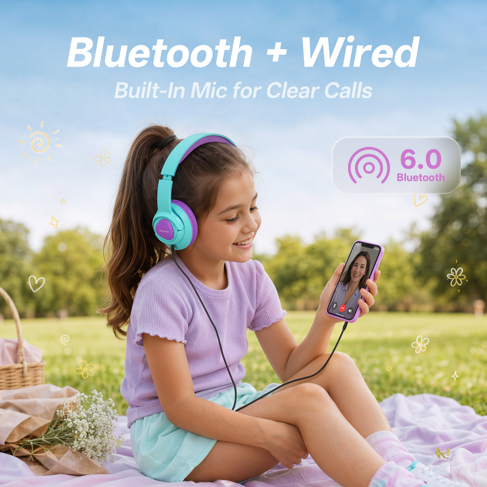 Awei AT51 Kids Wireless Headset (Active Noise Cancellation,dual-mode versatility,Safe,Comfy)